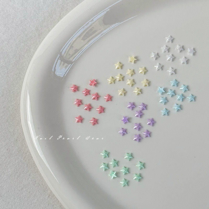美甲彩色星星钻日系眼妆泪钻平底五角星蝴蝶结混装指甲装饰品配饰