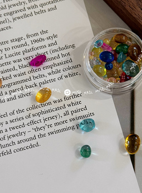 彩色玻璃珠小糖豆豆豆ins小众小石头3-8mm素材美甲饰品