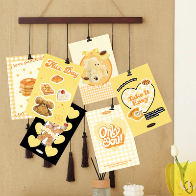 ins风海报墙贴黄色卡片氛围感遮丑房间装饰神器改造好物小众墙饰