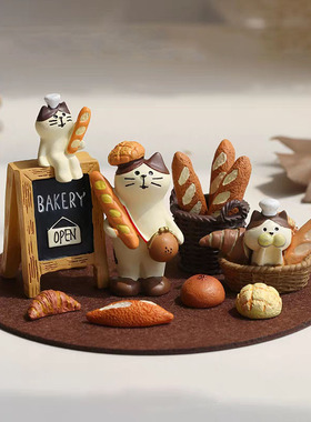 面包猫咪小摆件治愈系饰品礼品