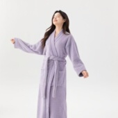 法兰绒简约浴袍情侣睡衣宽松加长款 逗字兔新款 睡袍女秋冬季 浴衣