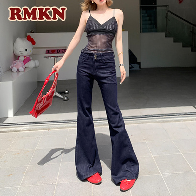 RMKN高腰阔腿牛仔裤女夏季2025新品复古宽松百搭显瘦垂感拖地裤子