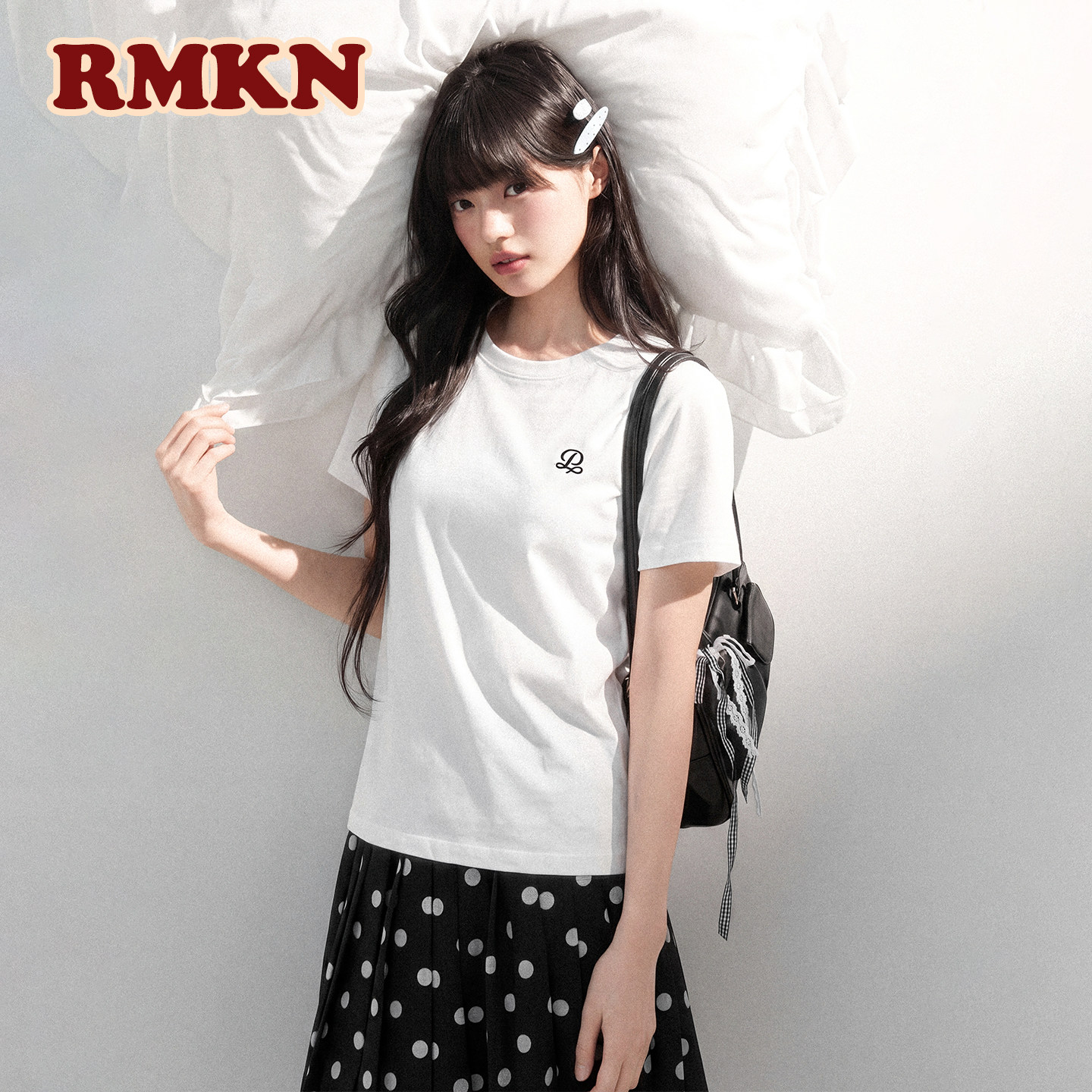 RMKN微宽松凉感纯色正肩圆领短袖t恤女夏显瘦基础休闲百搭上衣潮