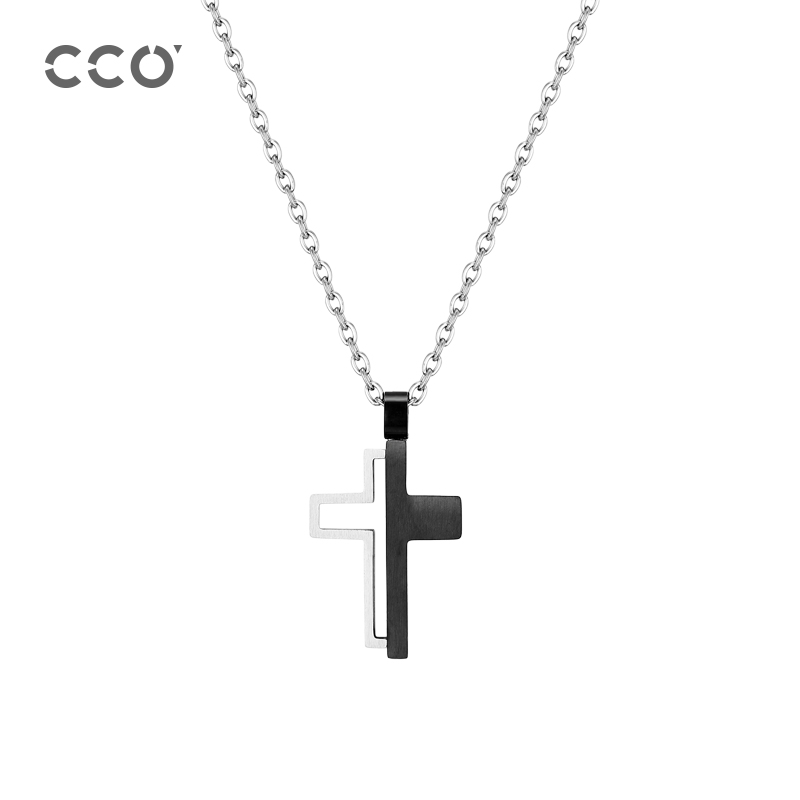 CCO钛钢十字架吊坠男生潮流项链