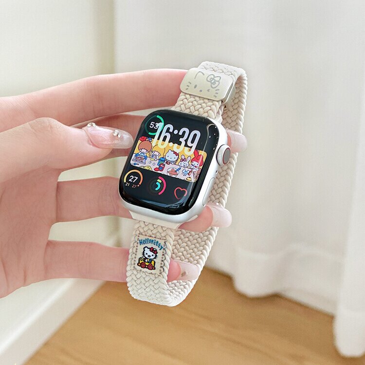 适用苹果kt猫编织磁吸表带
