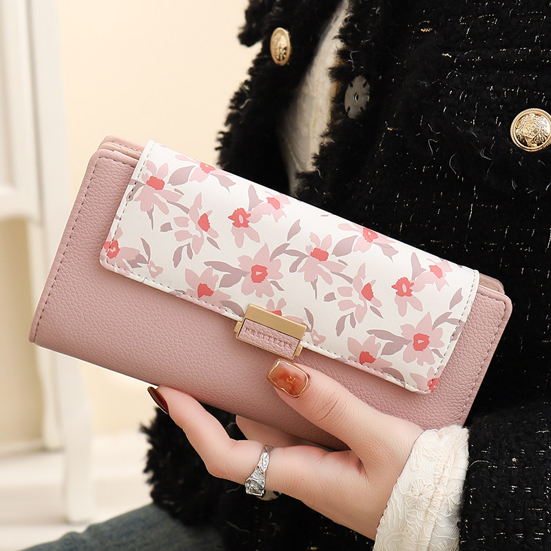 钱包女2025新款女士钱包女长款印花软皮钱夹大容量皮夹零钱手拿包