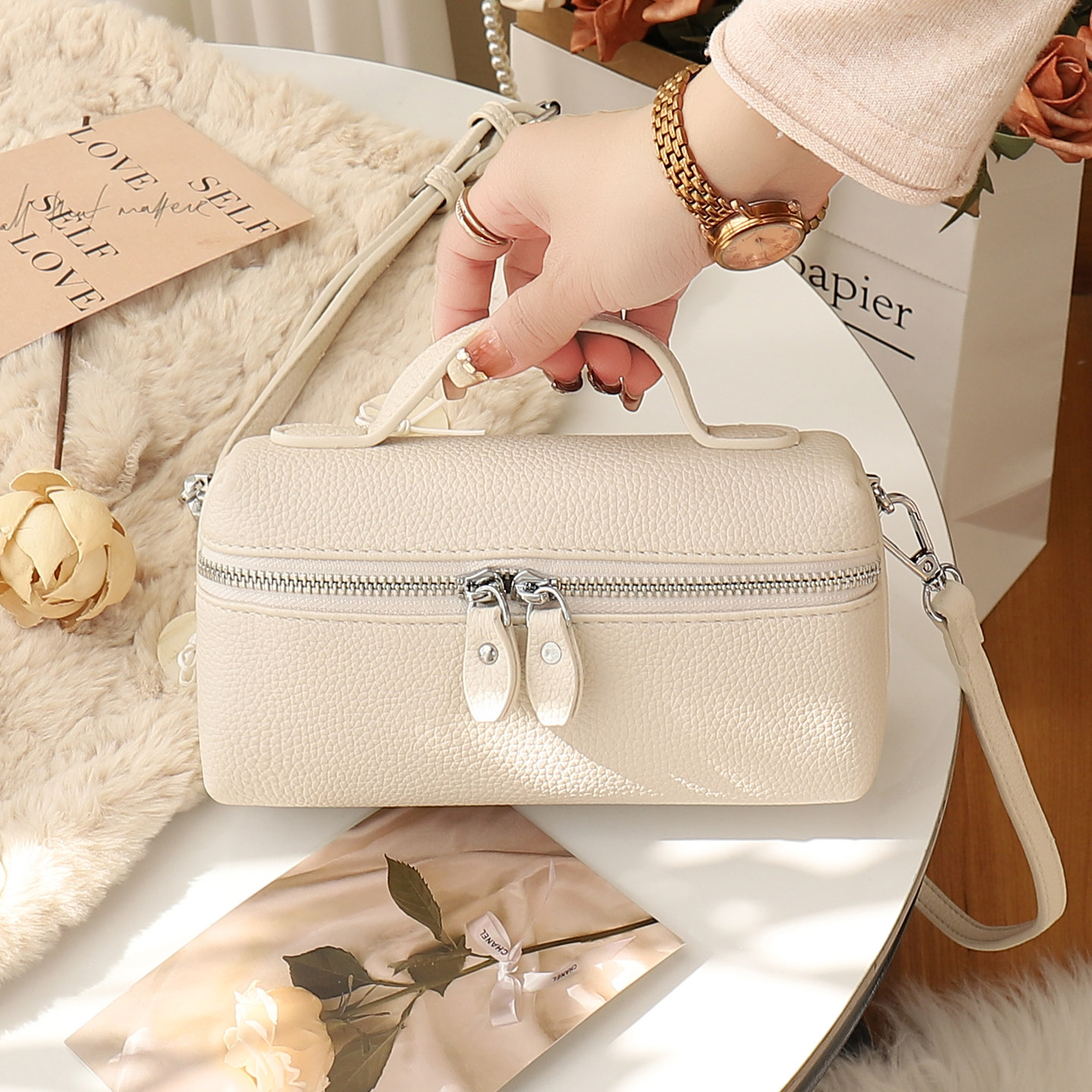 饭盒包2026新款软皮手提小方包女高级感小包斜挎包小众轻奢盒子包