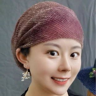 夏季遮白发薄款帽子2025新款弹力包头帽女时尚洋气妈妈家居帽盘发