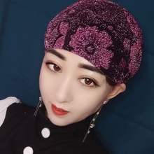 夏季薄款帽子女款新款印花弹力帽包头家居帽洋气短发遮白发头巾帽