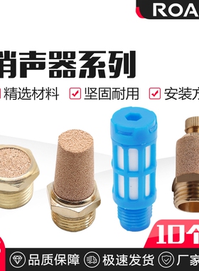 气动电磁阀排气消音声器BSL-01-02-03铜长头/平头节流消声过滤器