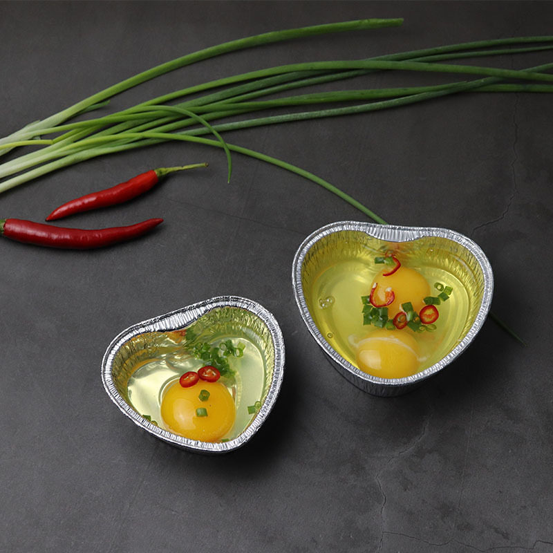 烤鸡蛋烤脑花烧烤用的心形锡纸盒蛋挞锡纸碗小锡纸碗爱心打包盒子