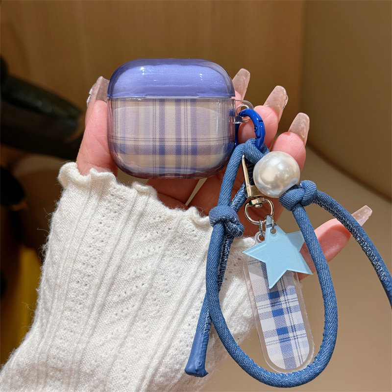 简约透明竖条纹适用苹果airpods4代耳机保护套Airpods5新3代pro2/AirpodsPro3耳机壳无线蓝牙二代三代女