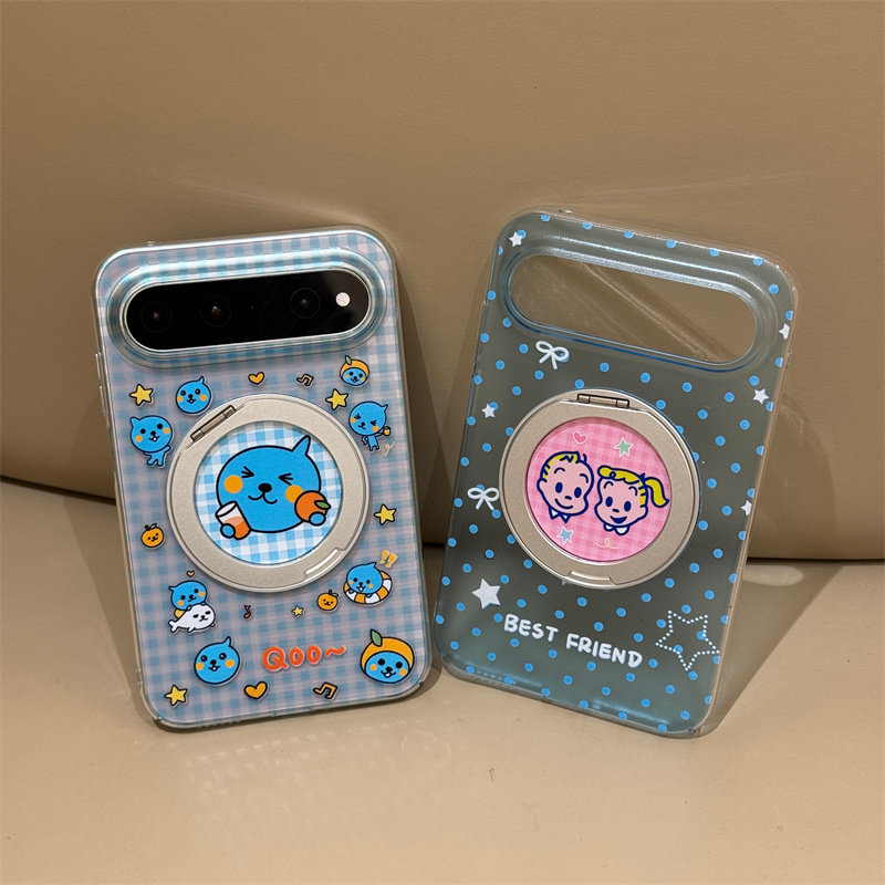 可爱波点原田治头像适用华为Pura x view手机壳阔直板保护套PuraXview保护壳360度旋转支点支架防摔