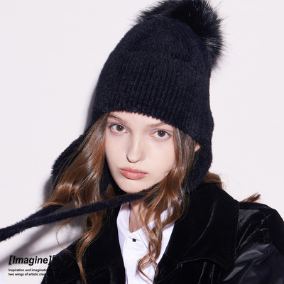 imagine6冷帽保暖ins毛球护耳帽