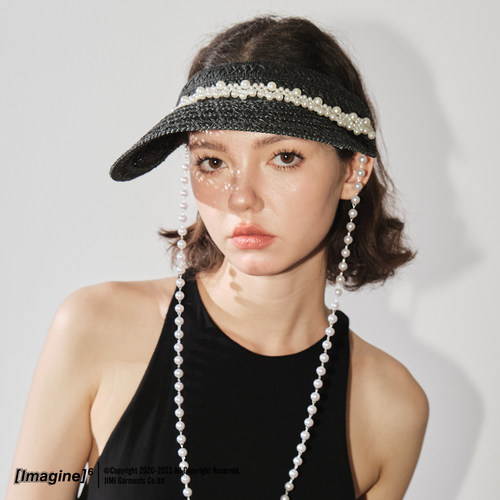 imagine6度假草帽手工珍珠空顶帽