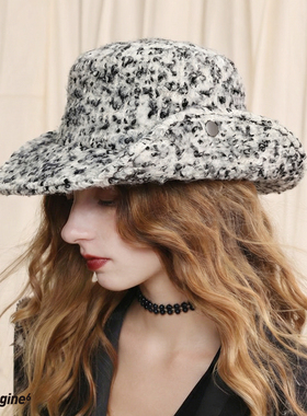 black imagine6｜纯羊毛灰色爱心爵士帽礼帽翻折毛绒牛仔秋冬保暖