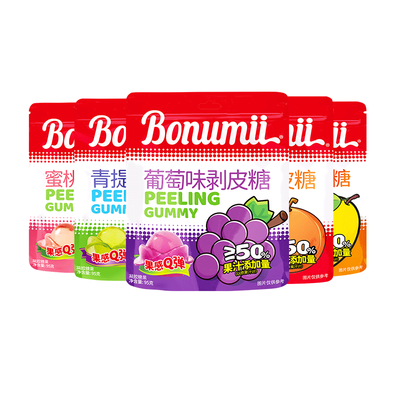 宝奴咪3D剥皮果汁软糖水果味糖橡皮糖喜糖网红爆款糖小零食品95g