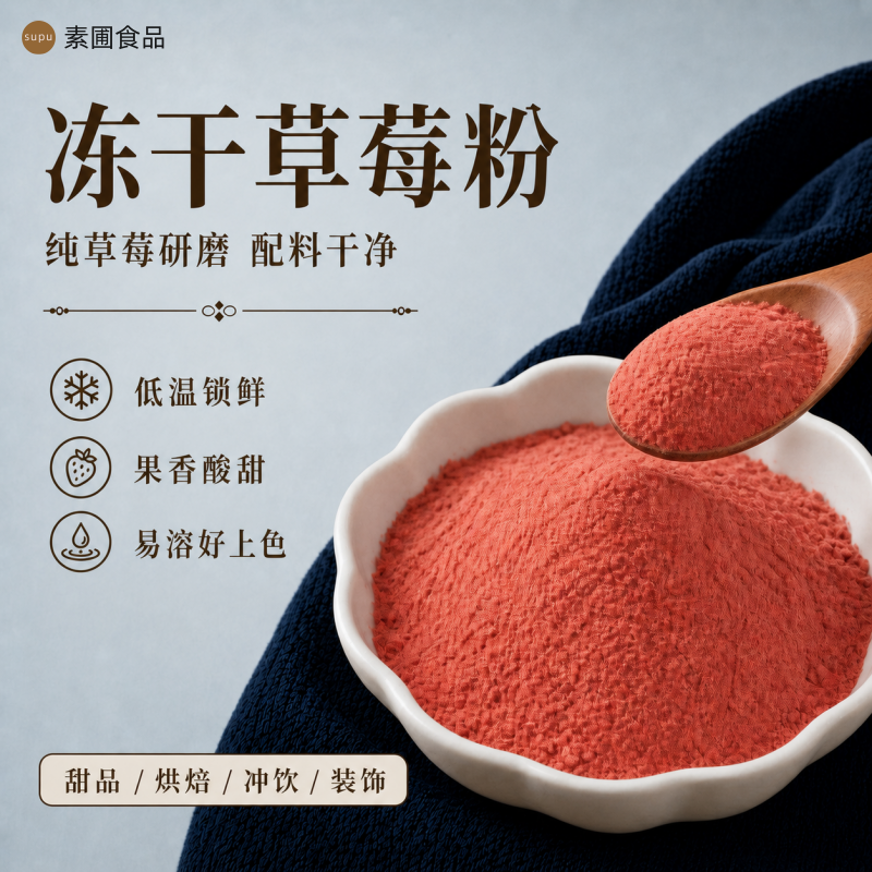 纯草莓粉冻干天然果蔬粉商用家用烘焙专用调色舒芙蕾奶茶店甜品店