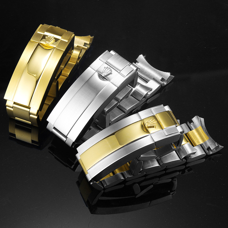 代用劳力士手表带钢带黑绿水鬼潜航者原装款男不锈钢表链配件20mm