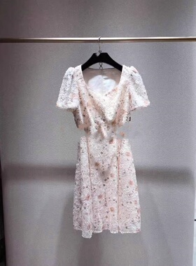 现货速发商场同款2024夏季新款优雅提花领连衣裙女EWE352Y030