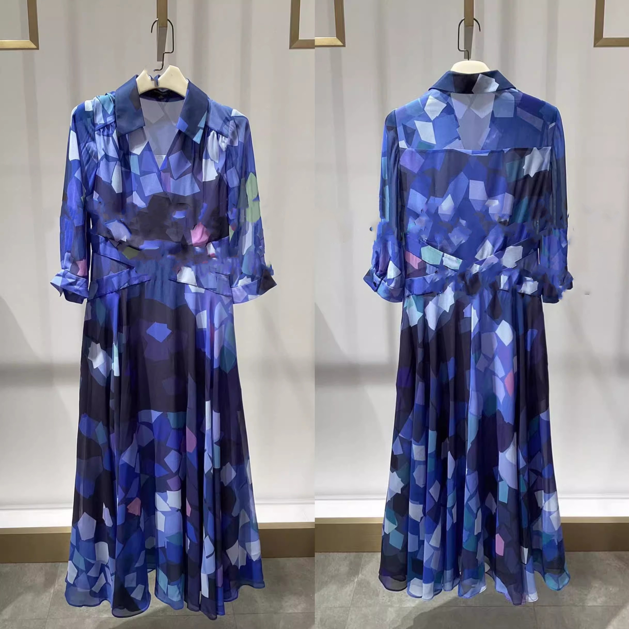 优雅气质A字裙聚酯纤维拼色新款