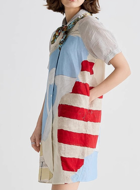 现货速发商场连衣裙短2025夏新品复古风度假衬衫裙中长裙252ML065