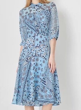 现货速发玛家商场同款2024春新品衬衫式印花连衣裙A1DBW62130