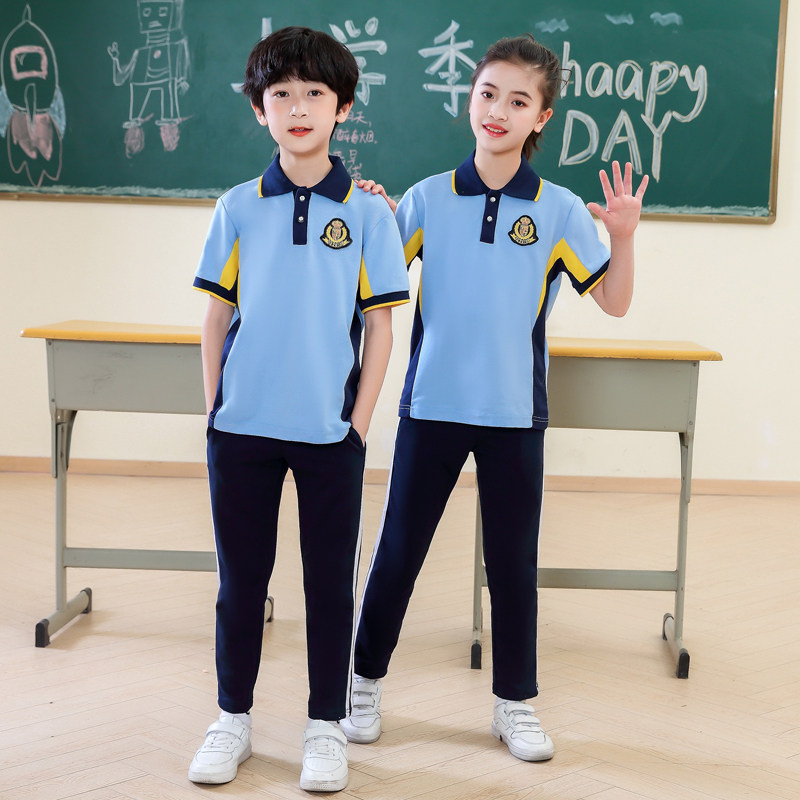 新品夏季中小学生校服套装纯棉运动会儿童夏装班服幼儿园服两件套