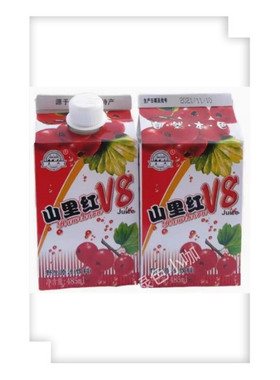 本溪果味特产王城饮料485ml*12盒山里红V8山楂汁