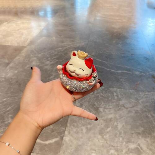 生日开业礼物汽车摆件奢华镶钻猫车载中控台装饰品