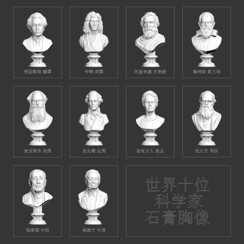 随风远行科学家石膏黄铜胸像