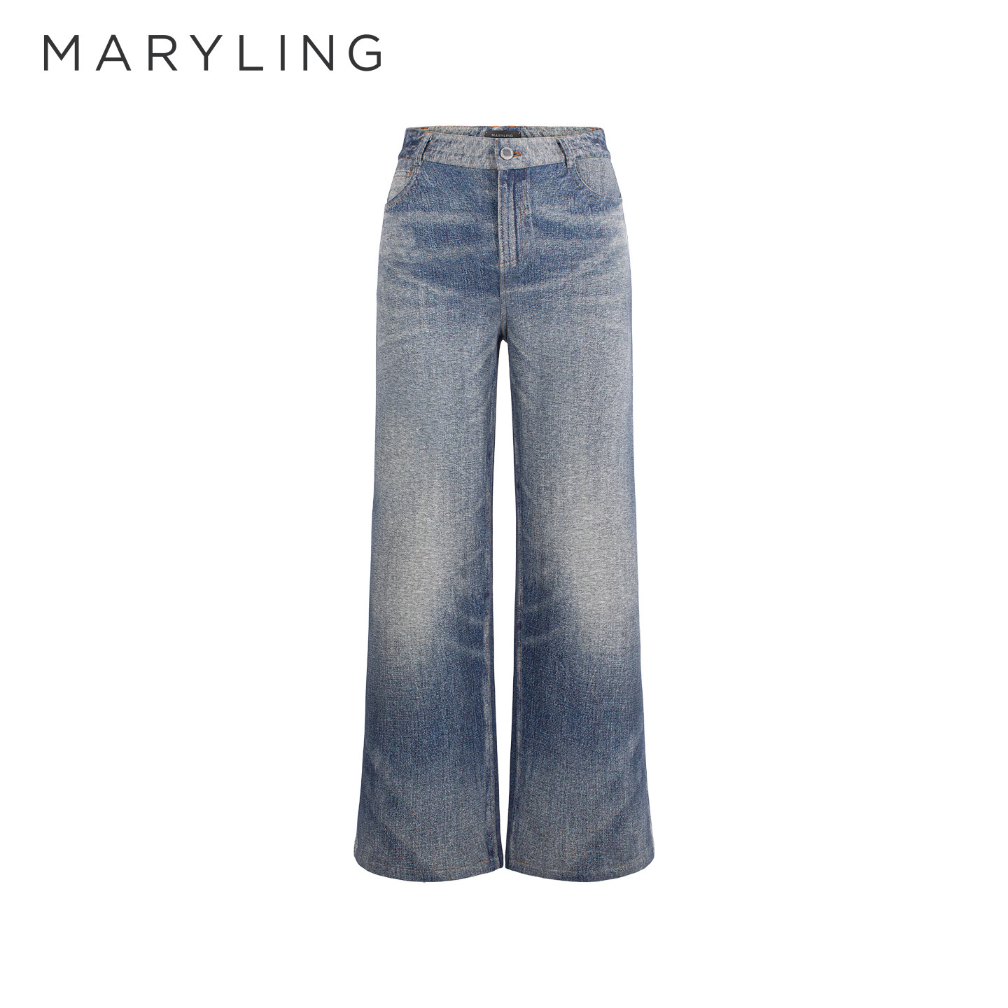 MARYLING玛俪琳夏季休闲百搭丹宁蓝直筒牛仔长裤A1GBW51340图片