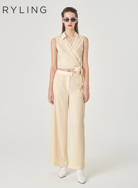 MARYLING玛俪琳夏季新品杏色阔腿裤A1EDW51480
