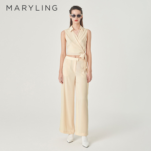 杏色阔腿裤 A1EDW51480 新品 MARYLING玛俪琳夏季