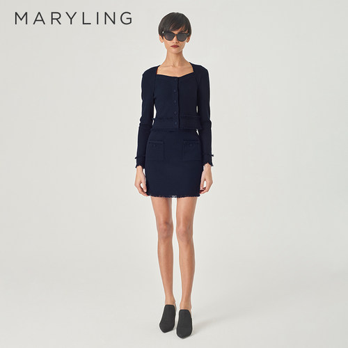 MARYLING深蓝色针织半裙