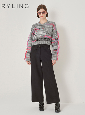 MARYLING玛俪琳新品黑白混色针织套头衫A1DHW03490