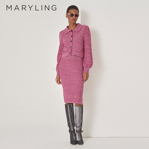 MARYLING直筒流苏针织半裙