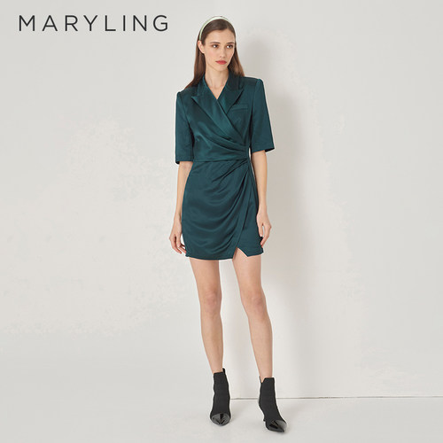 MARYLING墨绿色西装连衣裙