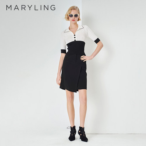 MARYLING白色修身针织衫