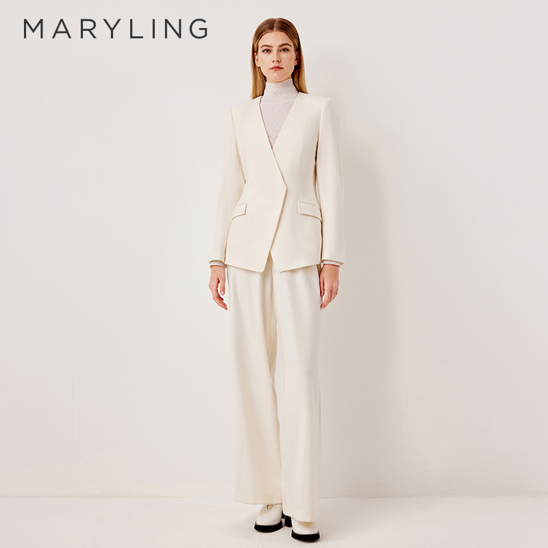 MARYLING无领一字扣西装外套