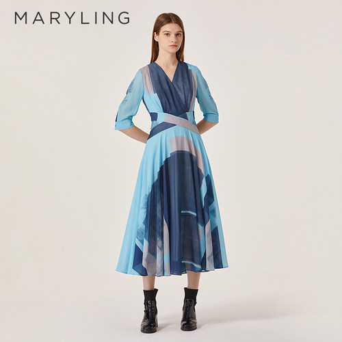MARYLINGV领印花连衣裙