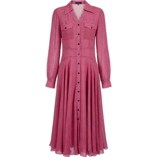 MARYLING玛俪琳24春季新品冰块方点格衬衣式V领连衣裙A1DAW61240