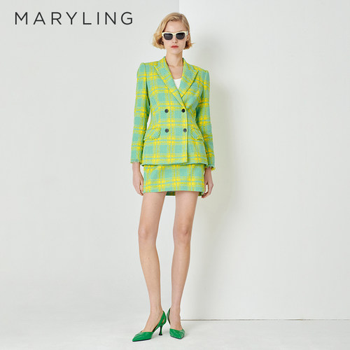 MARYLING格纹迷你半裙