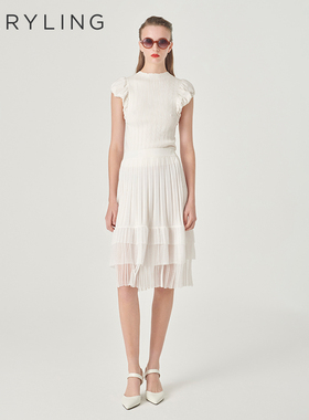 MARYLING玛俪琳夏季新品白色圆领针织套头衫A1ECW03240