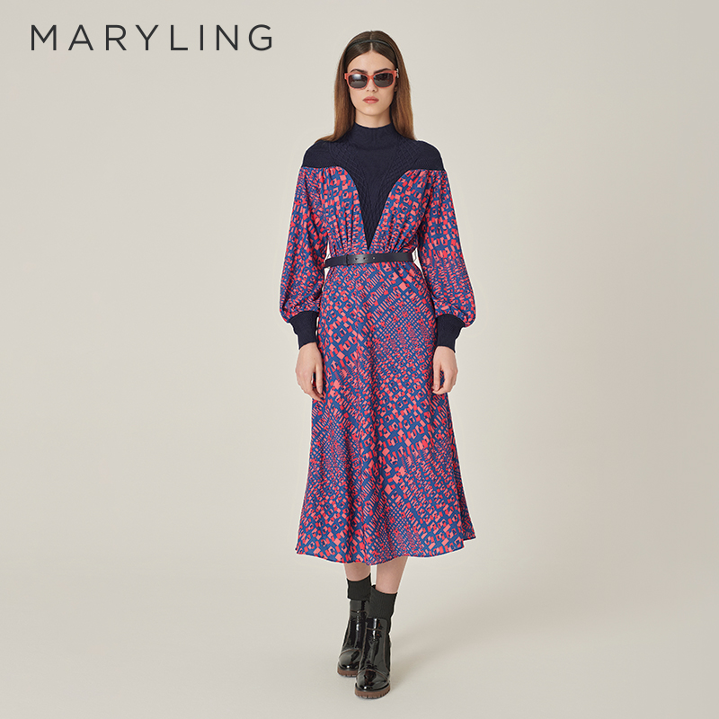 MARYLING针梭印花连衣裙