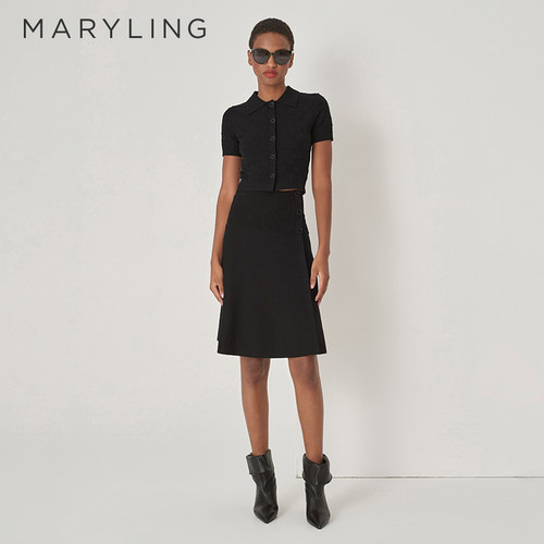 MARYLING黑色短袖针织开衫