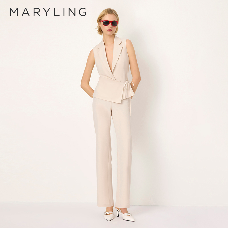 MARYLING无袖西装领绑带上衣