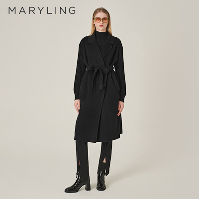 MARYLING翻领双排扣大衣