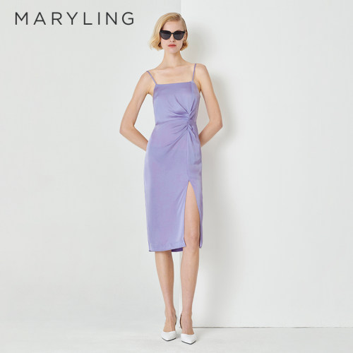 MARYLING紫色吊带连衣裙
