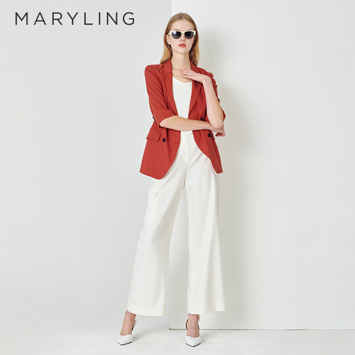 MARYLING双排扣七分袖西装